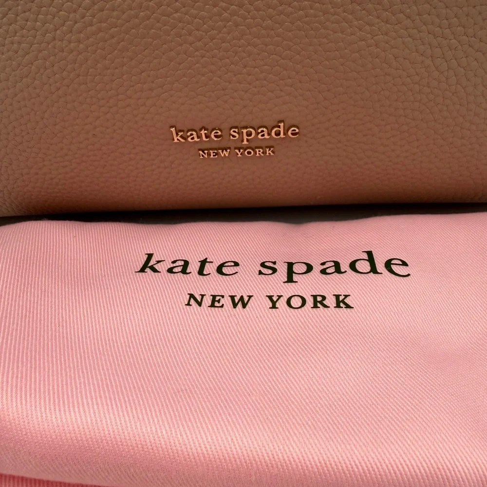 kate spade BOUTIQUE Taupe, ivory, and Black Leather Satchel xbody strap